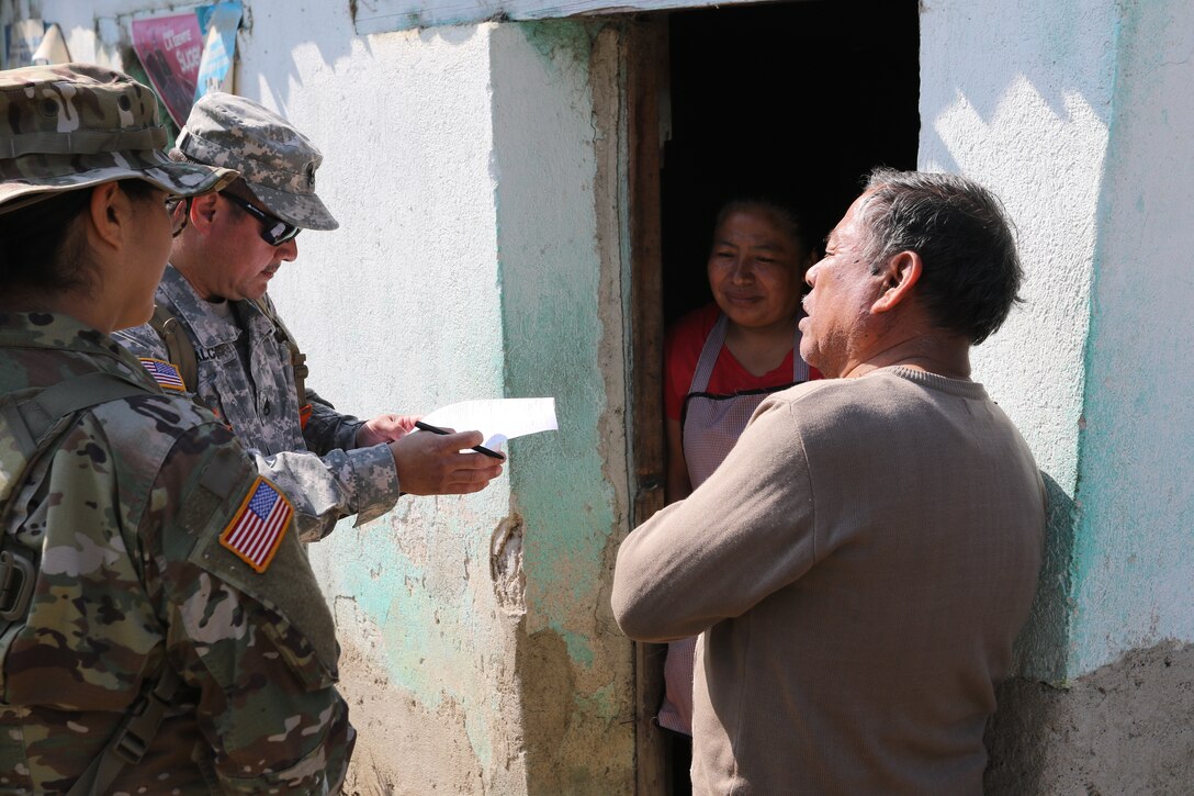 U.S. Army Soldiers engage the Tojocaz community in Huehuetenango, Guatemala, to support exercise Beyond the Horizon May 9, 2019.