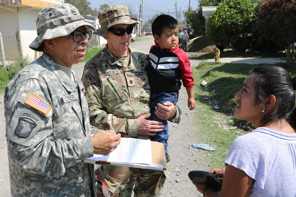 U.S. Army Soldiers engage with the Tojocaz community in Huehuetenango, Guatemala, to support exercise Beyond the Horizon May 9, 2019.