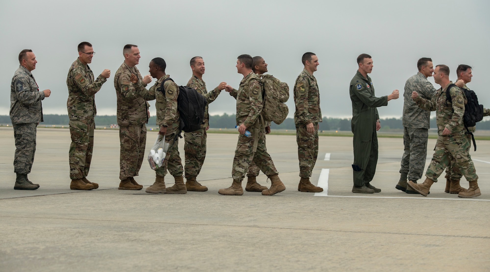 Team Shaw leadership greets U.S. Airmen returning from deployment at Shaw Air Force Base, S.C., May 4, 2019.