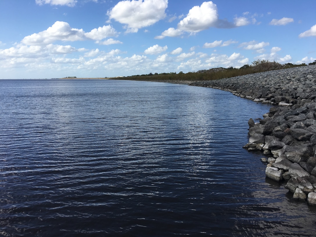 Lake Okeechobee looking north from Structure S-269 (formerly known as Culvert 11) to Port Mayaca