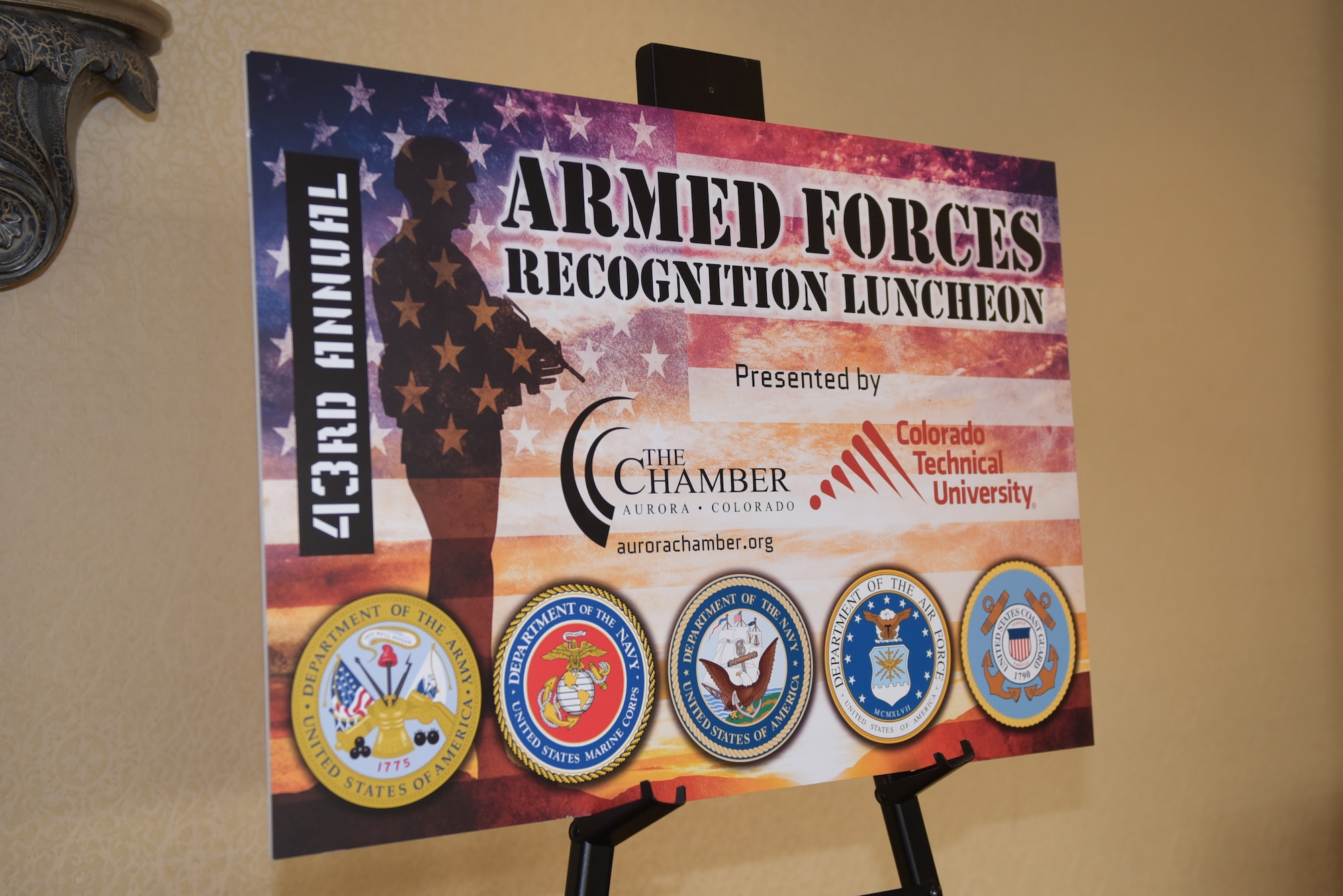 The Aurora Chamber hosts the Armed Forces Recognition Luncheon at the Doubletree by Hilton in Denver, Colorado, May 10, 2019.
