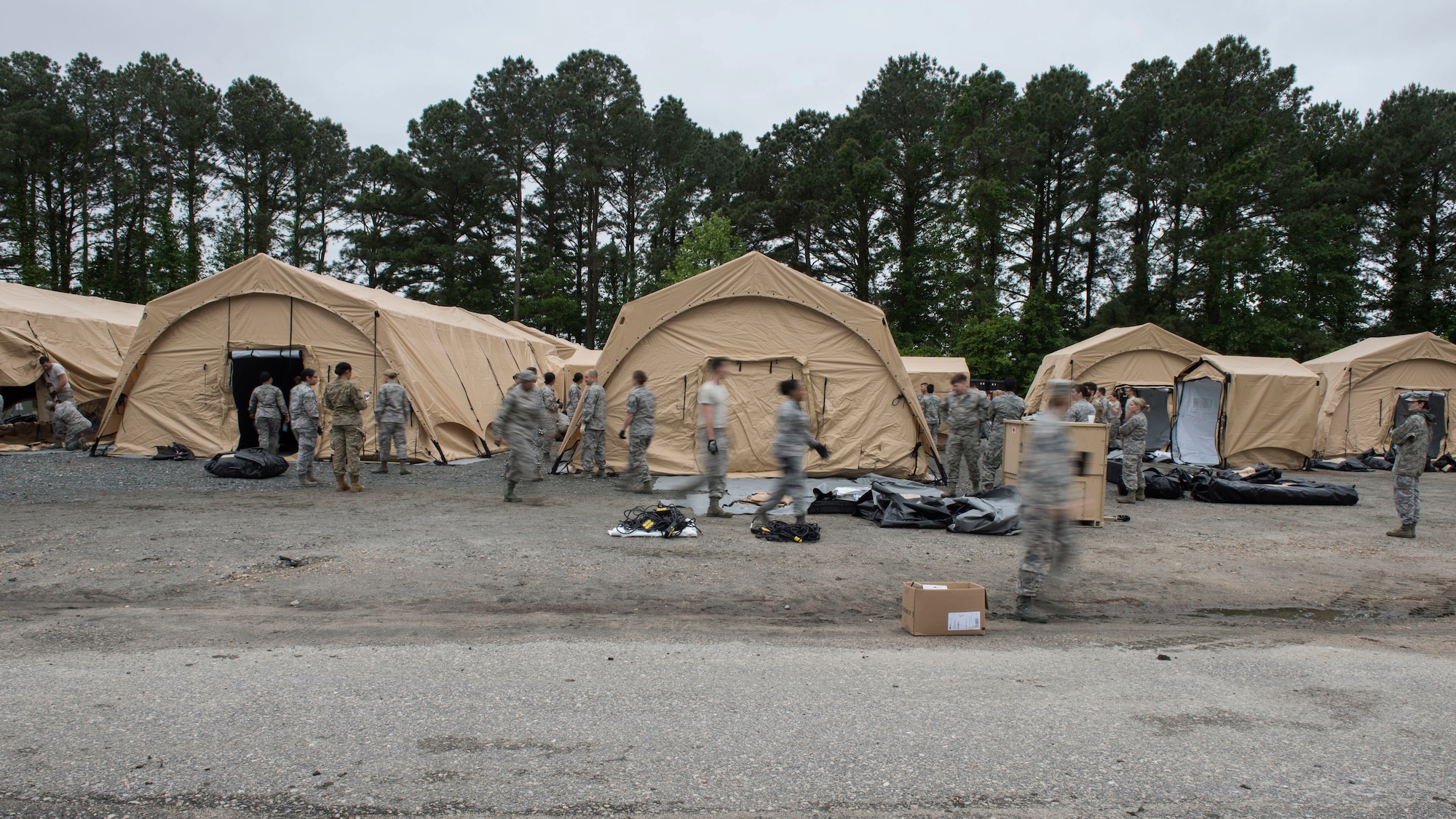 The Global Response Force team checks their tents, May 6, 2019 at Joint Base Langley-Eustis, Virginia.