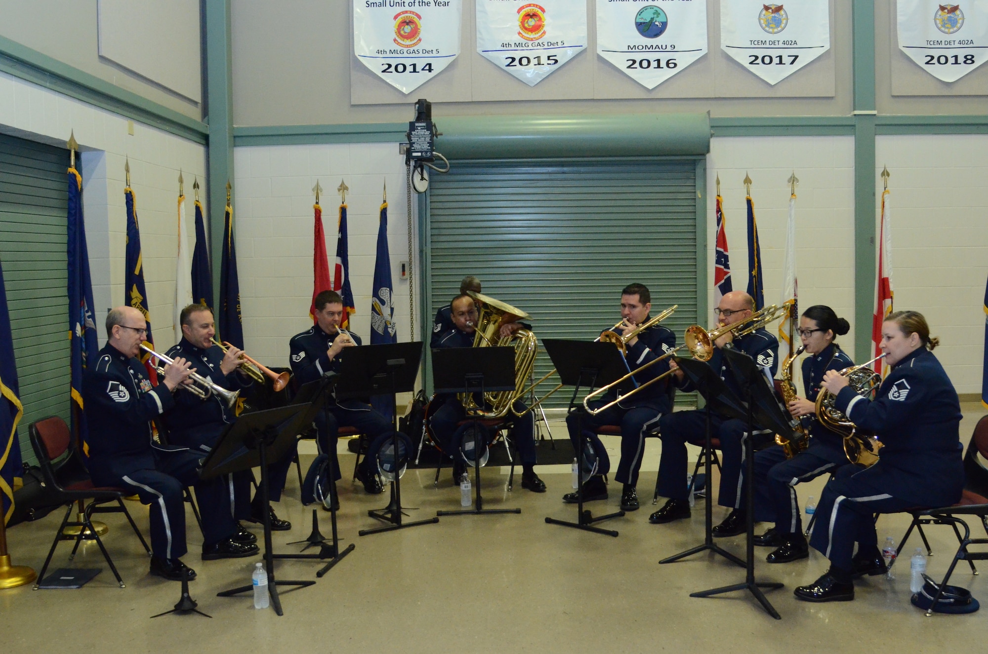 The Air National Guard's Band of the Southwest provided prelude music as well as the National Anthem and Air Force song for the Tenth Air Force Change of Command held at Naval Air Station Fort Worth Joint Reserve Base, Texas on May 10.
