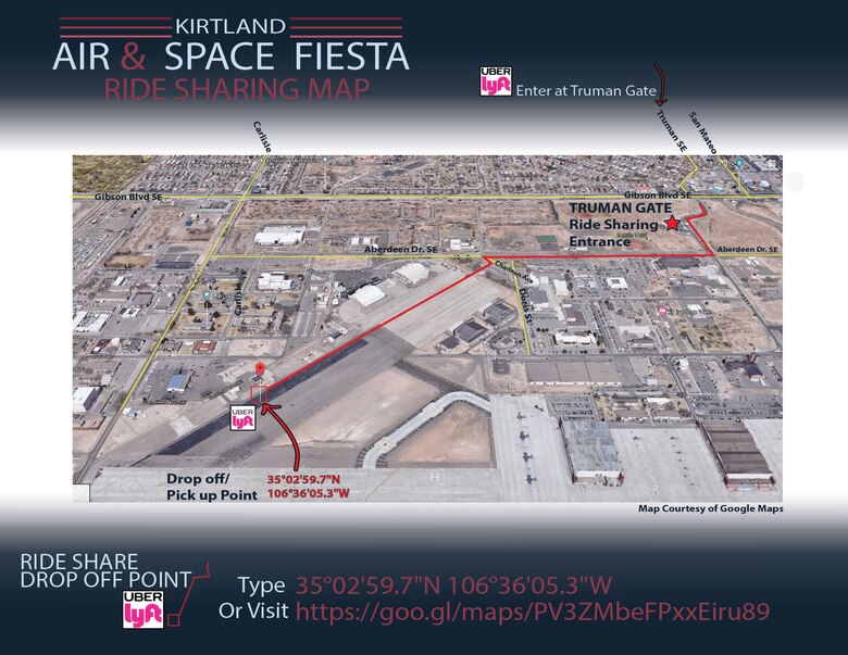 Getting to the Air Show ridesharing guide for Uber/Lyft > Kirtland Air