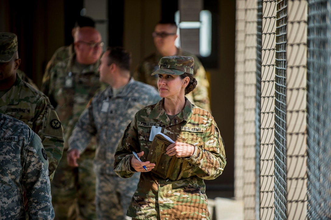 Reserve Soldiers from 418th Military Police Detachment (Detention Camp Liaison), headquartered in Orlando, Florida, receive tour of U.S. Naval Consolidated Brig in Charleston, South Carolina, March 5, 2018 (U.S. Army Reserve/Michel Sauret)