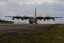 U.S. Marines with VMGR-152 support parachute riggers in air delivery operations using a KC-130 Hercules April 29, 2019 at Ie Shima, Okinawa, Japan. Parachute riggers are with 3rd Air Delivery Platoon, Landing Support Company, Combat Logistics Regiment 3, 3rd Marine Logistics Group conduct regular training to certify their Marines in various airborne resupply missions. (U.S. Marine Corps photo by Lance Cpl. Isaiah Campbell)