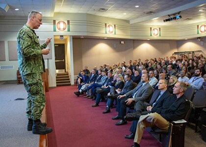 NUWC, NSWC Commander Rear Admiral Ver Hage begins tour of warfare centers with visit to NUWC Division Newport