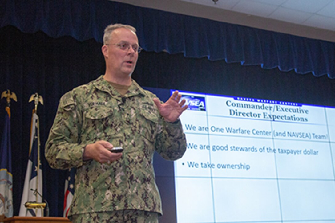 NUWC, NSWC Commander Rear Admiral Ver Hage begins tour of warfare centers with visit to NUWC Division Newport