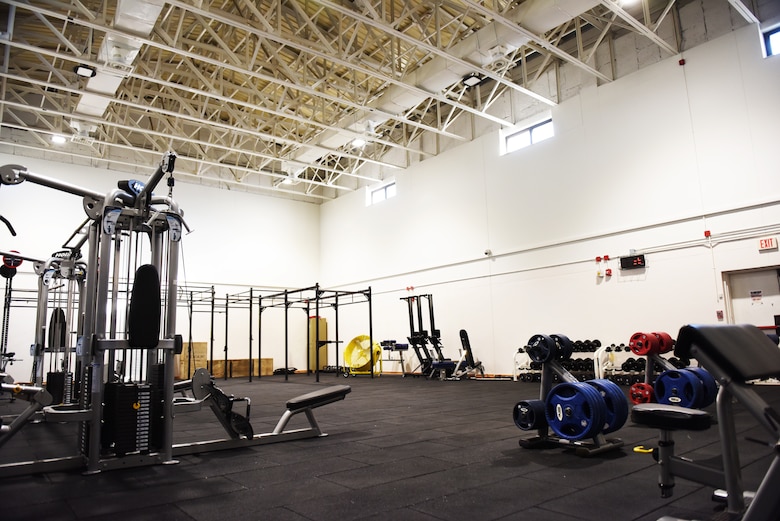 After undergoing a 47-day renovation, the Larger than Life Fitness Center weight room reopens for use on May 15, 2019, at Incirlik Air Base, Turkey. The gym features a combination of free weights, dumbbells, cardio equipment, exercise benches, heavy ropes, and other equipment associated with physical training. (U.S. Air Force photo by Senior Airman Joshua Magbanua)