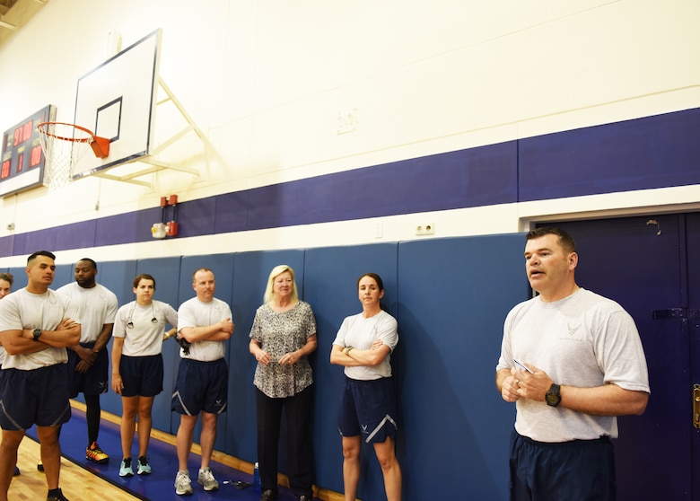 Col. Brian Filler, 39th Air Base Wing vice commander, gives opening remarks during the ribbon-cutting ceremony of the Larger than Life Fitness Center on May 15, 2019, at Incirlik Air Base, Turkey. The fitness center was renovated to allow Airmen the ability to sharpen their individual physical readiness and meet the Air Force’s new Tier 2 training requirements. Tier 2 physical fitness standards require battlefield Airmen to meet specific physical standards tailored toward the demands of their career fields and missions. (U.S. Air Force photo by Senior Airman Joshua Magbanua)