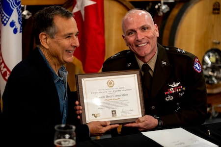 The Army and The Boston Beer Company recently entered into a partnership during a signing ceremony held during Army Week Boston. Thru the Partnership for Youth Success (PaYS) program, the ceremony recognized the intent of the company to strengthen its commitment to both veterans and its community.