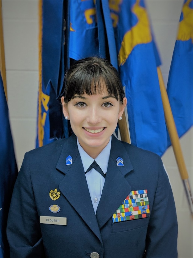 Air Force Junior Reserve Officer Training Corps Cadet Maj. Sydney Cloutier, Pensacola High School, Pensacola Fla., was recently awarded the Air Force Junior ROTC and Air Force Association Cadet Leadership Award. The leadership award recognizes the Air Force Junior ROTC cadet who exemplifies the ideals of what a cadet should be. Cloutier was selected as the top cadet in Florida and Region 1 and then competed against the seven other regional winners to be selected as the overall recipient.