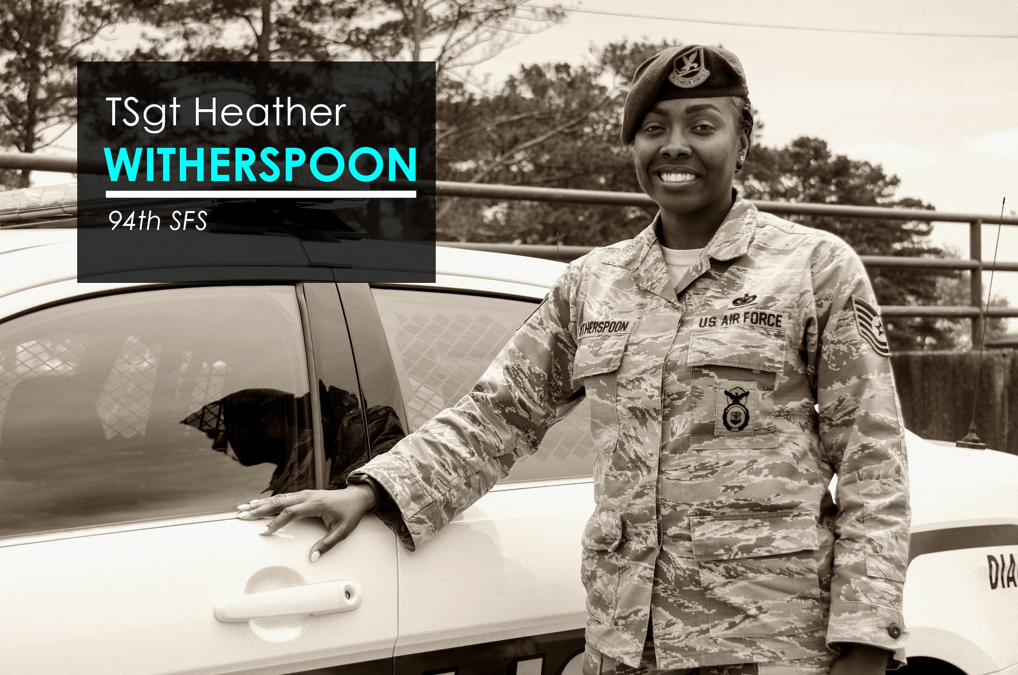 This week’s Up Close features Tech. Sgt. Heather Witherspoon, 94th Security Forces Squadron. Up Close is a series spotlighting individuals around Dobbins Air Reserve Base. (U.S. Air Force graphic/Tech. Sgt. Andrew Park; photo/Senior Airman Josh Kincaid)