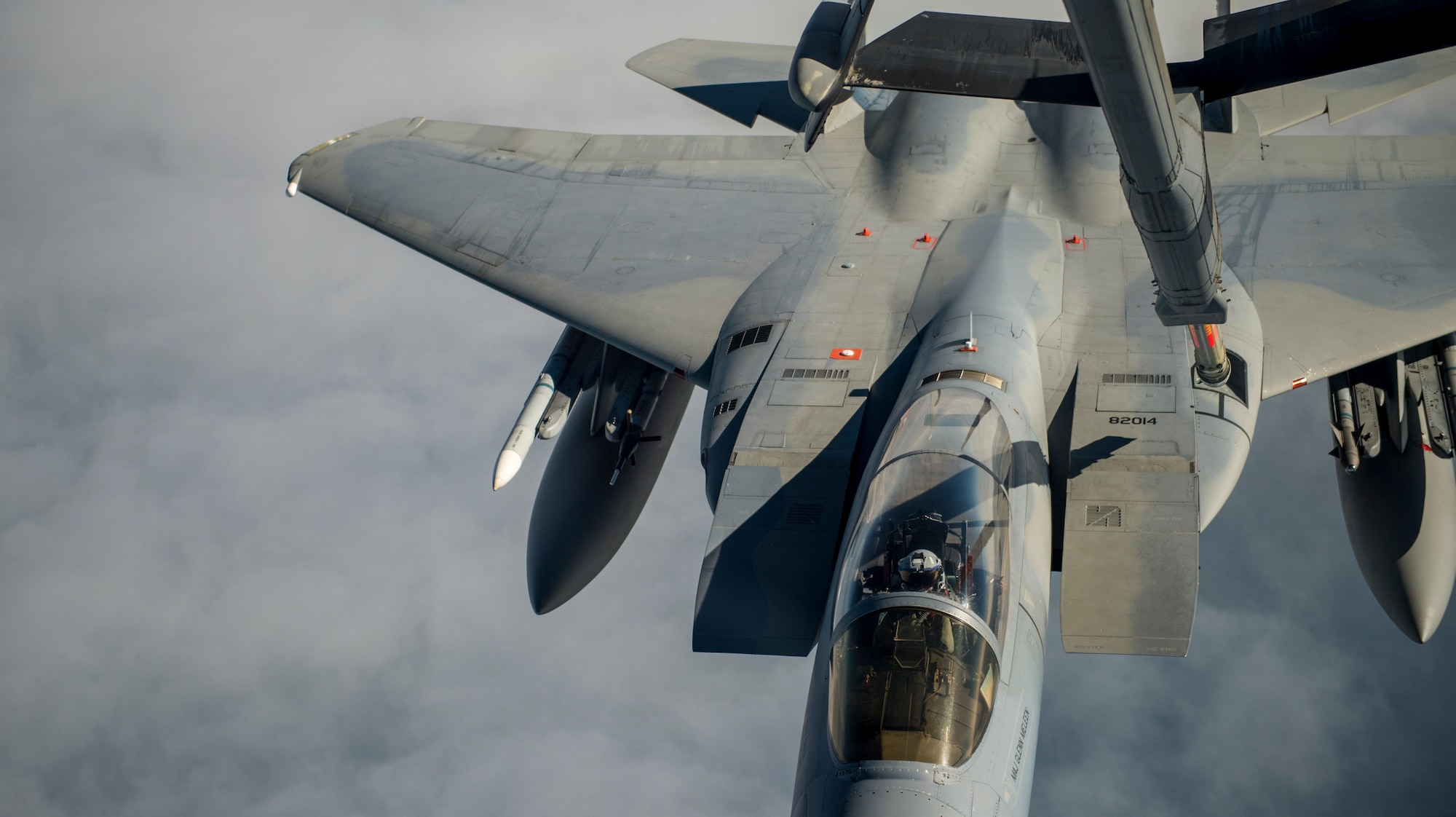 Airmen from the 6th and 9th Air Refueling Squadrons out of Travis Air Force Base, Calif., use a U.S. Air Force KC-10 Extender to refuel a U.S Air Force F-15C Eagle, as part of exercise Northern Edge, May 14, 2019, at Joint Base Elmendorf-Richardson, Alaska.