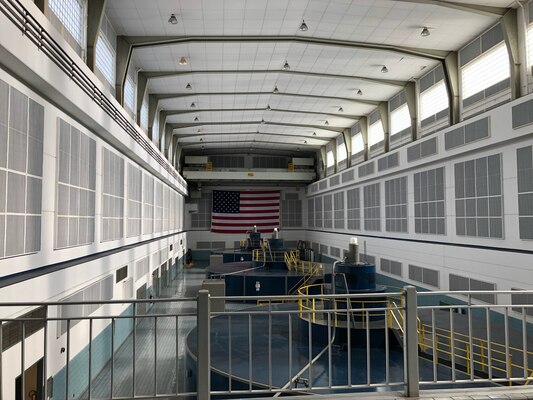 The hydropower units at the Cheatham Dam Power Plant in Charlotte, Tenn., produce hydroelectricity Jan. 28, 2019. (USACE photo by Capt. William Keenan)