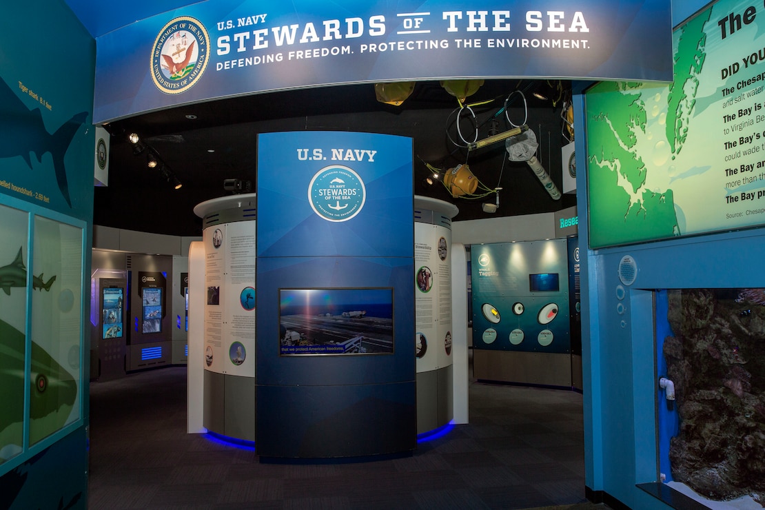 The Stewards of the Sea exhibit, which opened in 2013, highlights marine mammal research and shipboard environmental protection at Nauticus.