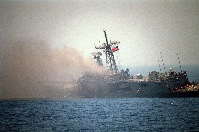 USS Stark (FFG-31) on May 18, 1987. US Navy