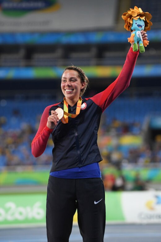 Winning gold at the Paralympic Games in Rio De Janeiro in 2016, parathlete Grace Norman is scheduled to be the guest speaker for the 23rd Air Force Marathon. Recently, Norman competed at the Collegiate Club National Championships triathlon on April 6 in Tempe, Arizona. As the only amputee in the race going twice the distance of her usual triathlons, she placed 26th out of 477 women collegiate athletes who competed. (Courtesy photo)