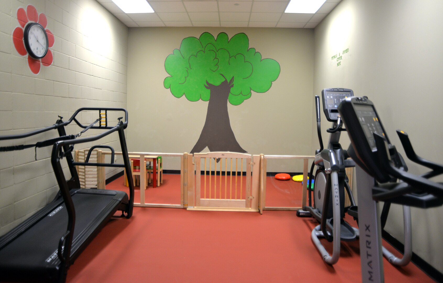 The new Parent Child Area at the Medical Education and Training Campus Fitness Center at Joint Base San Antonio-Fort Sam Houston includes an enclosed play area and small table for children and a workout area for parents, allowing parents to work out while watching their children at the same time. The official opening of the Parent Child Area is June 3.