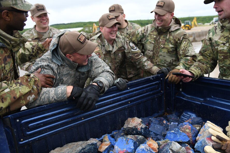 U.S. Air Force Airmen laughing