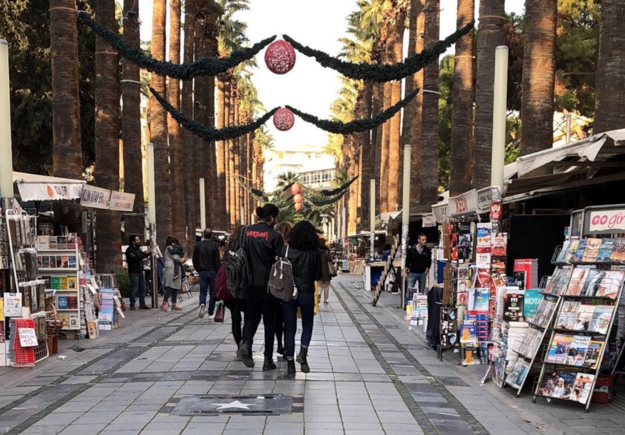 Individuals walk through Lover’s Lane in Izmir, Turkey, March 22, 2019. A quiet pedestrianized road filled with markets, Lover’s Lane is also lined with stars and names of Turkish celebrities. (Courtesy photo)