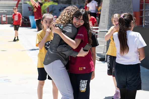 Staff Sgt. Kimberly Marquez, 39th Operations Support Squadron air traffic control watch supervisor, bids the students farewell during a local school visit on May 9, 2019, in Adana, Turkey. The visit allowed the students to practice and showcase their English skills while also understanding the role of the U.S. Airmen play in protecting the southern region. (U.S. Air Force photo by Staff Sgt. Ceaira Tinsley)