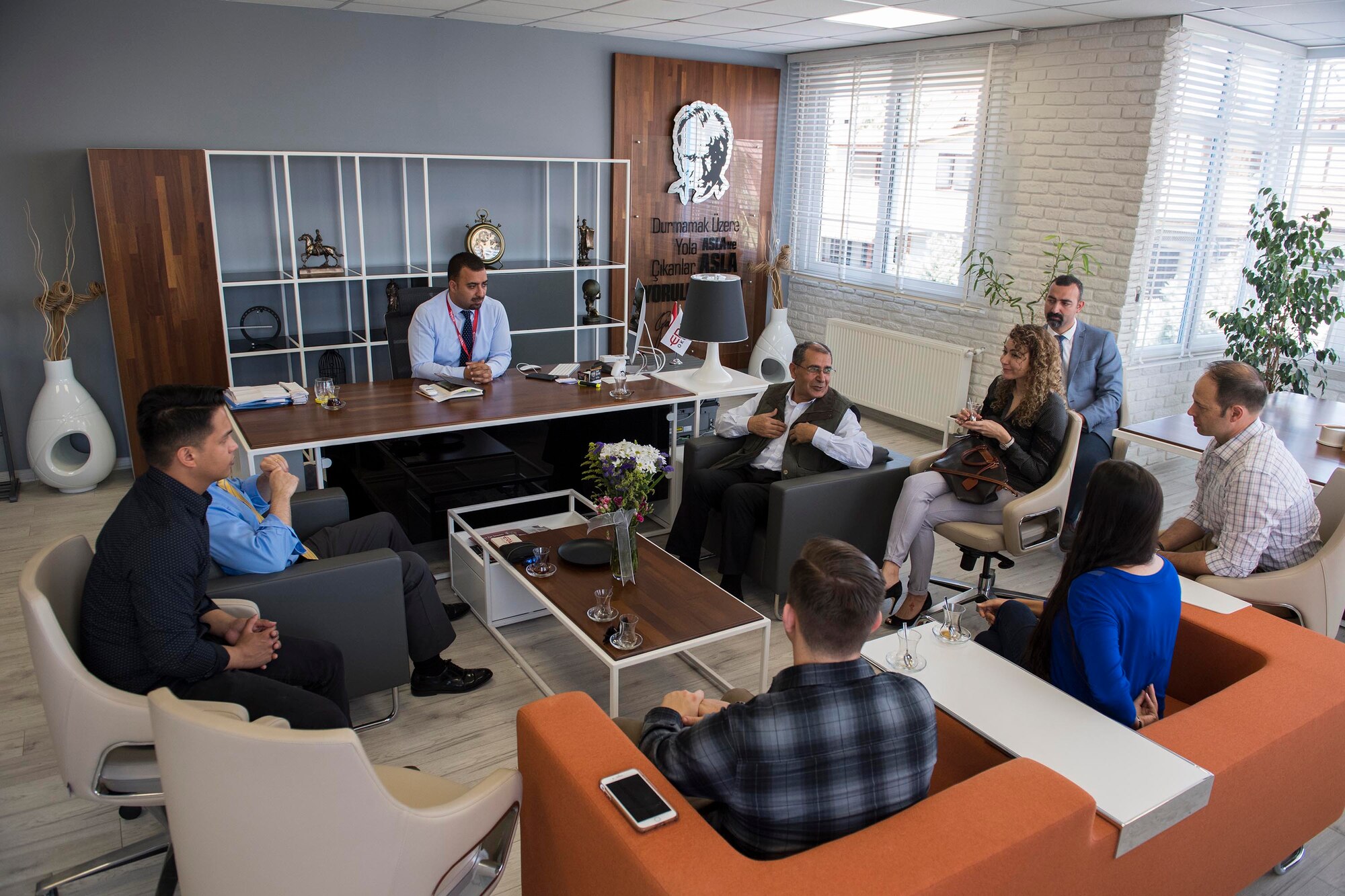 Airmen and local school administrators discussed the importance and benefits of the base during a school visit on May 9, 2019, in Adana, Turkey. Eight Airmen from the 39th Air Base Wing had the opportunity to visit more than 1,000 students and faculty. (U.S. Air Force photo by Staff Sgt. Ceaira Tinsley)