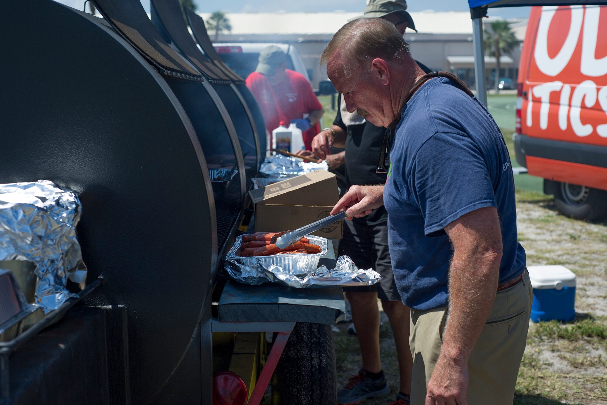 The 920th Rescue Wing held a biannual family day, at Patrick Air Force Base, Florida, Saturday, May 4, complete with food, games and live music. The local VFW outfit served up charcoal favorites during the festivities. (U.S. Air Force photo)