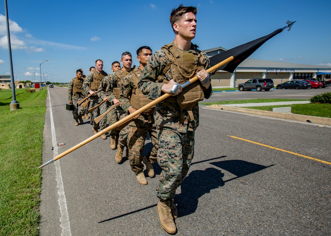Marines with Martial Arts Instructor Course 1-19 conduct a 3-mile run