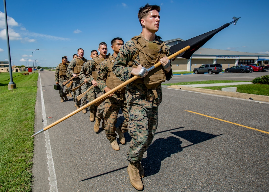 Marines with Martial Arts Instructor Course 1-19 conduct a 3-mile run