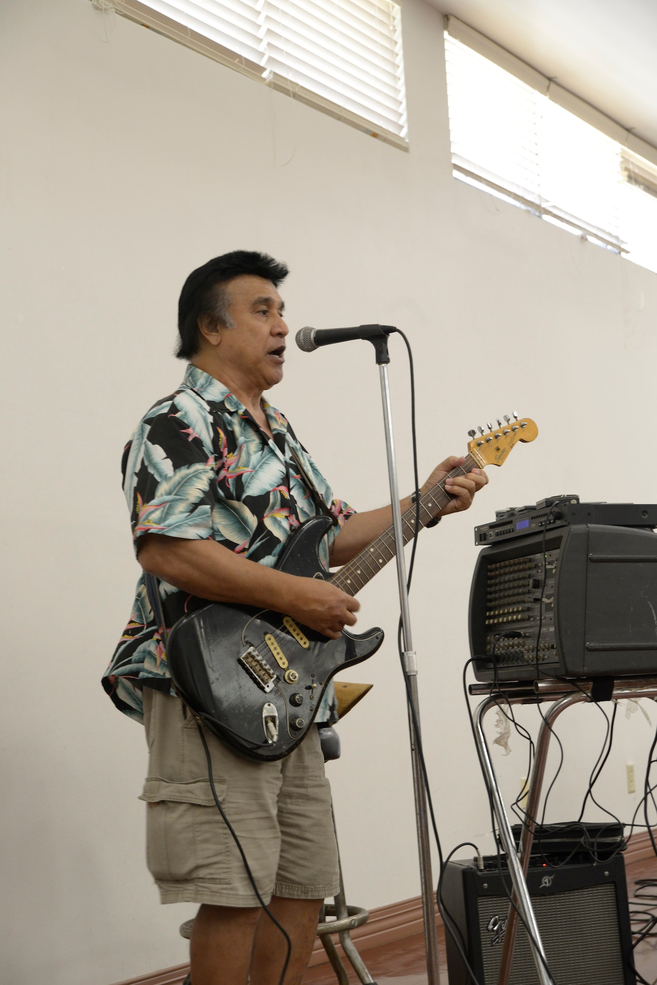 Nani Fatu, a musician from St Petersburg, Fla., performs traditional Hawaiian music at the Asian Pacific Islander Heritage Month luncheon at MacDill Air Force Base, Fla., May 16, 2019.