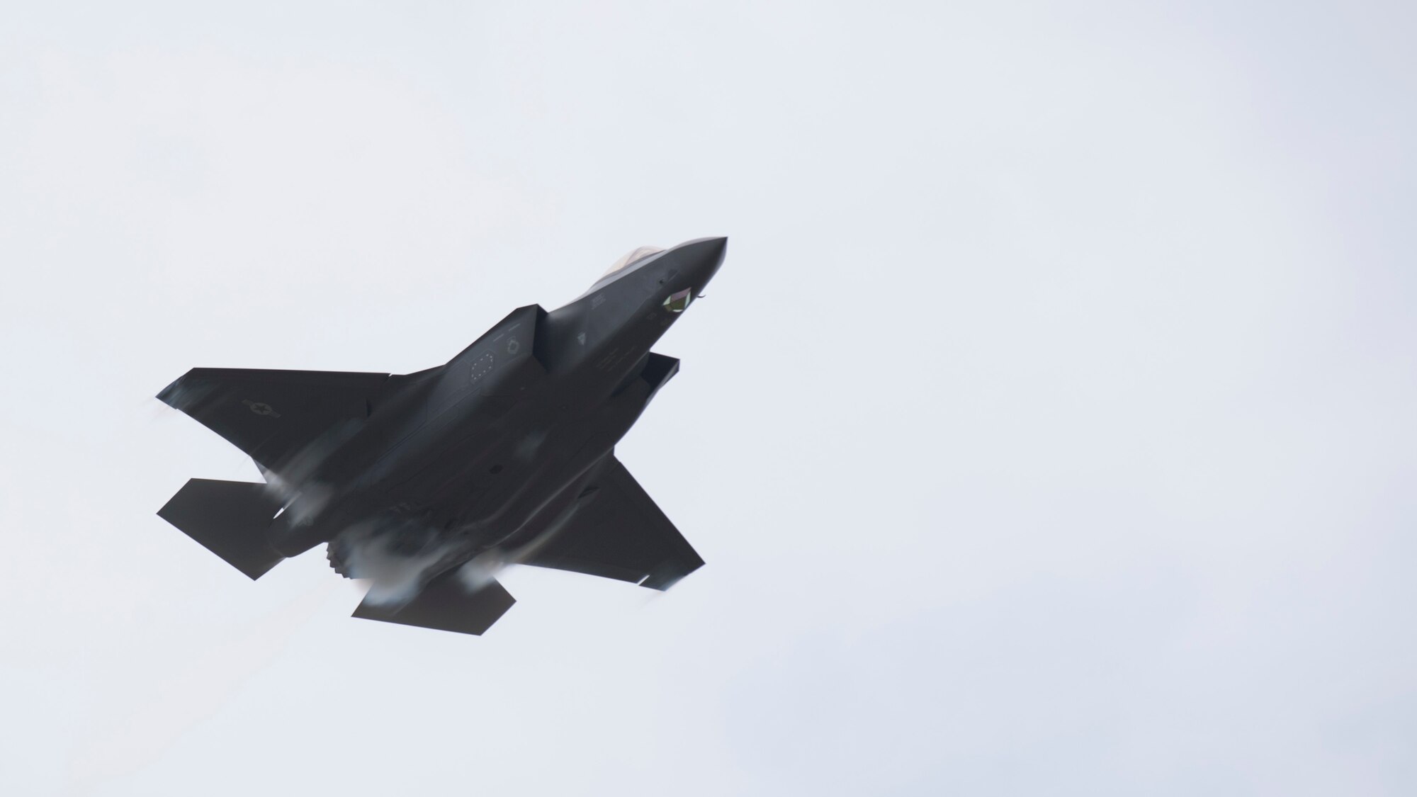 Captain Andrew "Dojo" Olsen, an F-35 Demonstration Team pilot and commander, performs aerial maneuvers in an F-35A Lightning II for the Defenders of Liberty Air & Space Show at Barksdale Air Force Base, La., May 18, 2019. With its aerodynamic performance and advanced integrated avionics, the F-35A provides next-generation stealth, enhanced situational awareness, and reduced vulnerability for the United States and allied nations. (U.S. Air Force photo by Senior Airman Stuart Bright)