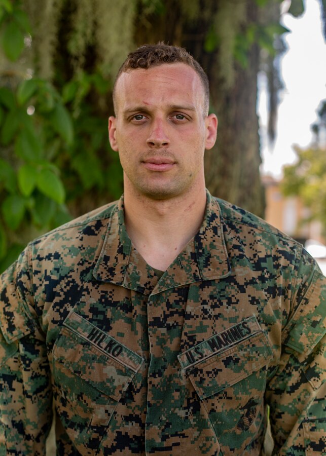 U.S. Marine Corps Staff Sgt. Zachary Hilko, an aviation supply chief with Marine Aircraft Group 49, 4th Marine Aircraft Wing, Marine Forces Reserve, participates in a gray belt evaluation test at Naval Air Station Joint Reserve Base New Orleans on May 15, 2019. To increase readiness and to support the total force, Reserve and active Marines with MARFORRES participate in the Martial Arts Instructor Course.  (U.S. Marine Corps photo by Lance Cpl. Jose Gonzalez)