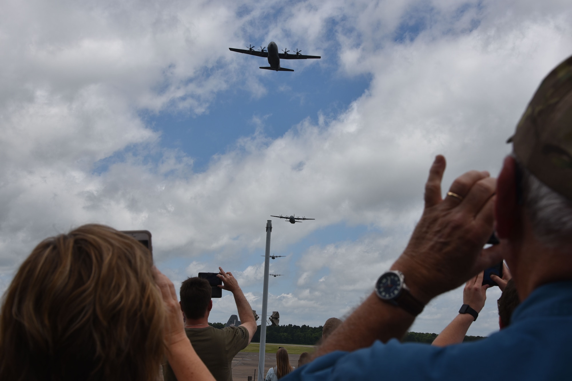 Family members of Team Little Rock gather at the 327th Airlift Squadron to greet returning Reserve Citizen Airmen at Little Rock Air Force Base, Arkansas, May 19, 2019.