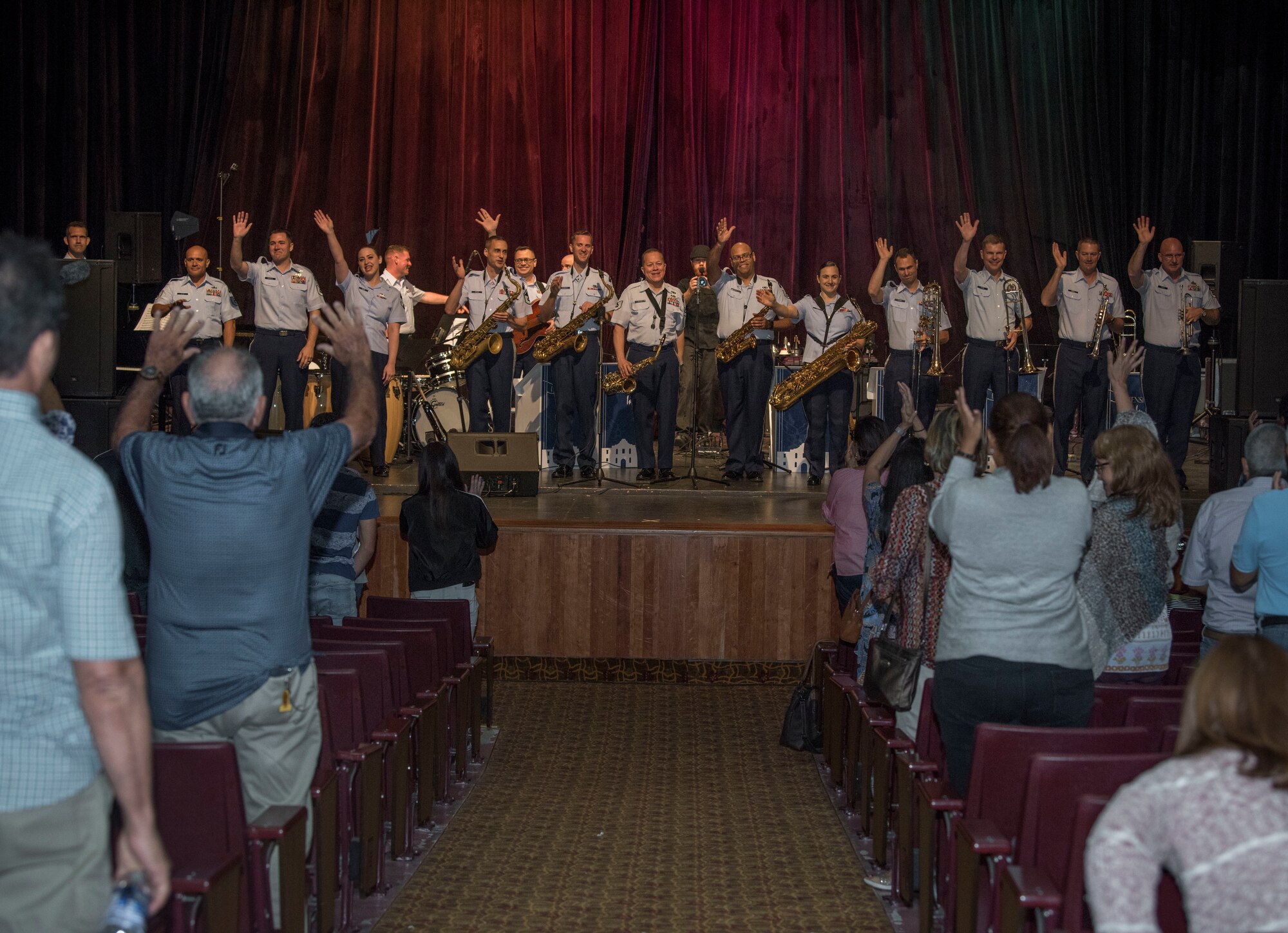 The United States Air Force Band of the West, from Joint Base San Antonio-Lackland, begin their week-long tour April 2, 2019 at Teatro Escuela Especializada en Bellas Artes Anita Otero in Humacao, Puerto Rico, as part of a series of performances and masterclasses around the island featuring multiple Band of the West ensembles. The USAF Band of the West are touring the island of Puerto Rico to tell the Air Force's story through live music and to continue building relationships with Puerto Rican communities during concerts. (Air Force photo by: Airman 1st Class Shelby Pruitt)
