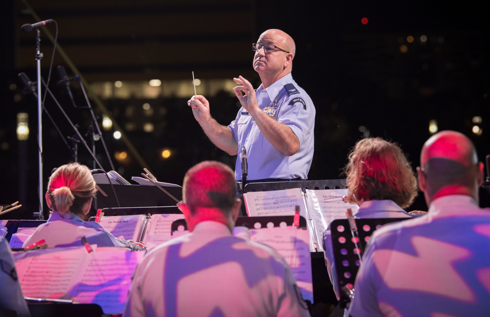 The United States Air Force Band of the West, from Joint Base San Antonio-Lackland, perform at Jardin Urbano de Isla Verde in Carolina, Puerto Rico, April 5, 2019 as part of a series of performances and masterclasses around the island featuring multiple Band of the West ensembles. The USAF Band of the West are touring the island of Puerto Rico to tell the Air Force's story through live music and to continue building relationships with Puerto Rican communities during concerts. (U.S. Air Force photo by: Airman 1st Class Shelby Pruitt)