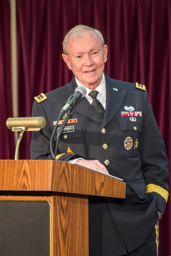 GEN Martin Dempsey
Chairman of the Joint Chiefs of Staff, GEN Martin Dempsey, USA, shares a story with the audience at the retirement ceremony for GEN Keith Alexander, USA, on March 28, 2014