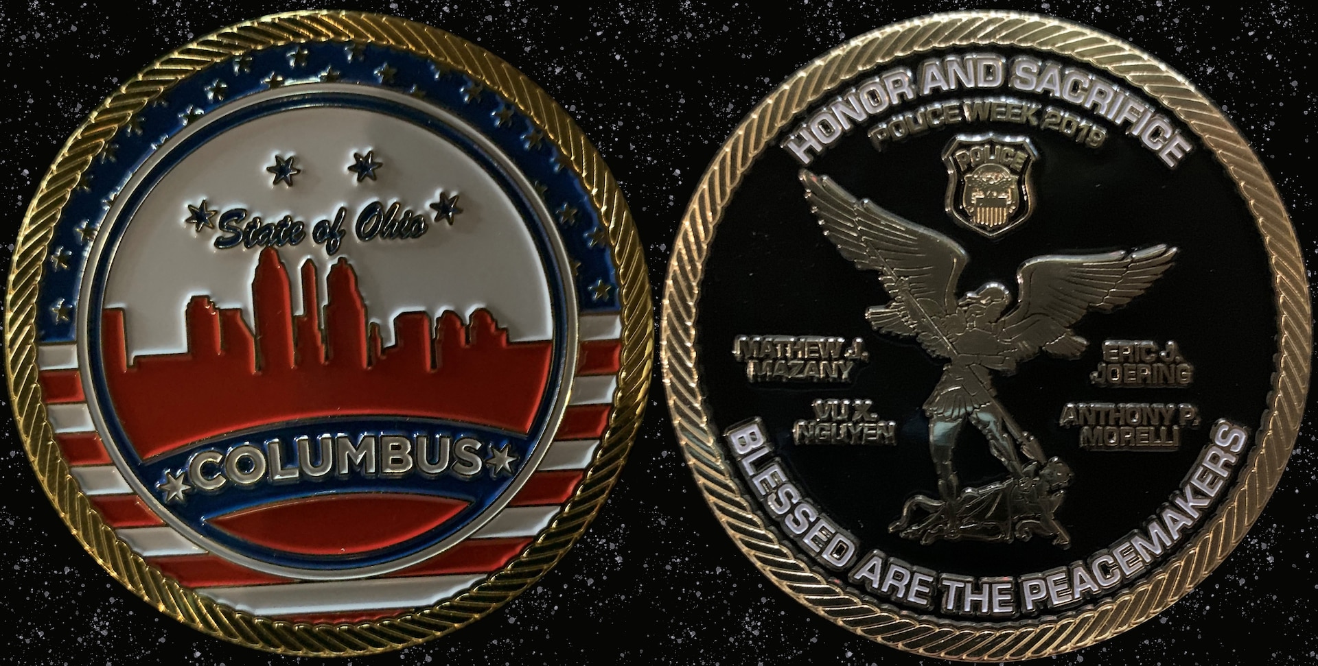 front and back of police coin