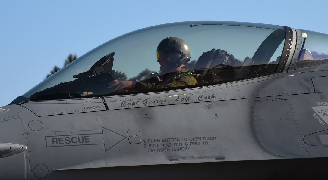 An F-16C Fighting Falcon assigned to the 93rd Fighter Squadron, Homestead Air Reserve Base, Fla., taxis during a Flying Training Deployment at Royal Air Force Lakenheath, England, May 16, 2019. The 93rd FS deployment to RAF Lakenheath demonstrates the U.S. Air Force’s ability to integrate a total force team into U.S. Air Forces in Europe-Air Forces Africa training and operations. (U.S. Air Force photo by Airman 1st Class Madeline Herzog)