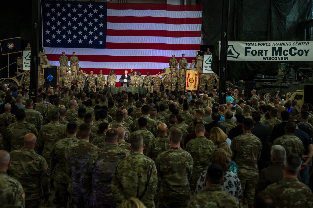 Vice President Mike Pence visits Fort McCoy, Wisconsin