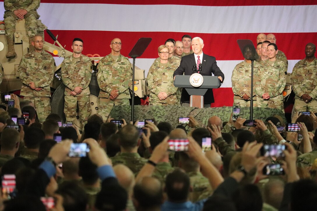 Vice President Mike Pence visits Fort McCoy, thanks troops