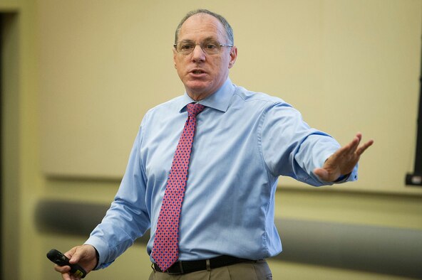 Hon. Henry F. De Sio, Jr., a certified executive coach, speaks during a WHYTANK event at Joint Base Andrews, Md., May 17, 2019. (U.S. Air Force photo by Master Sgt. Michael B. Keller)