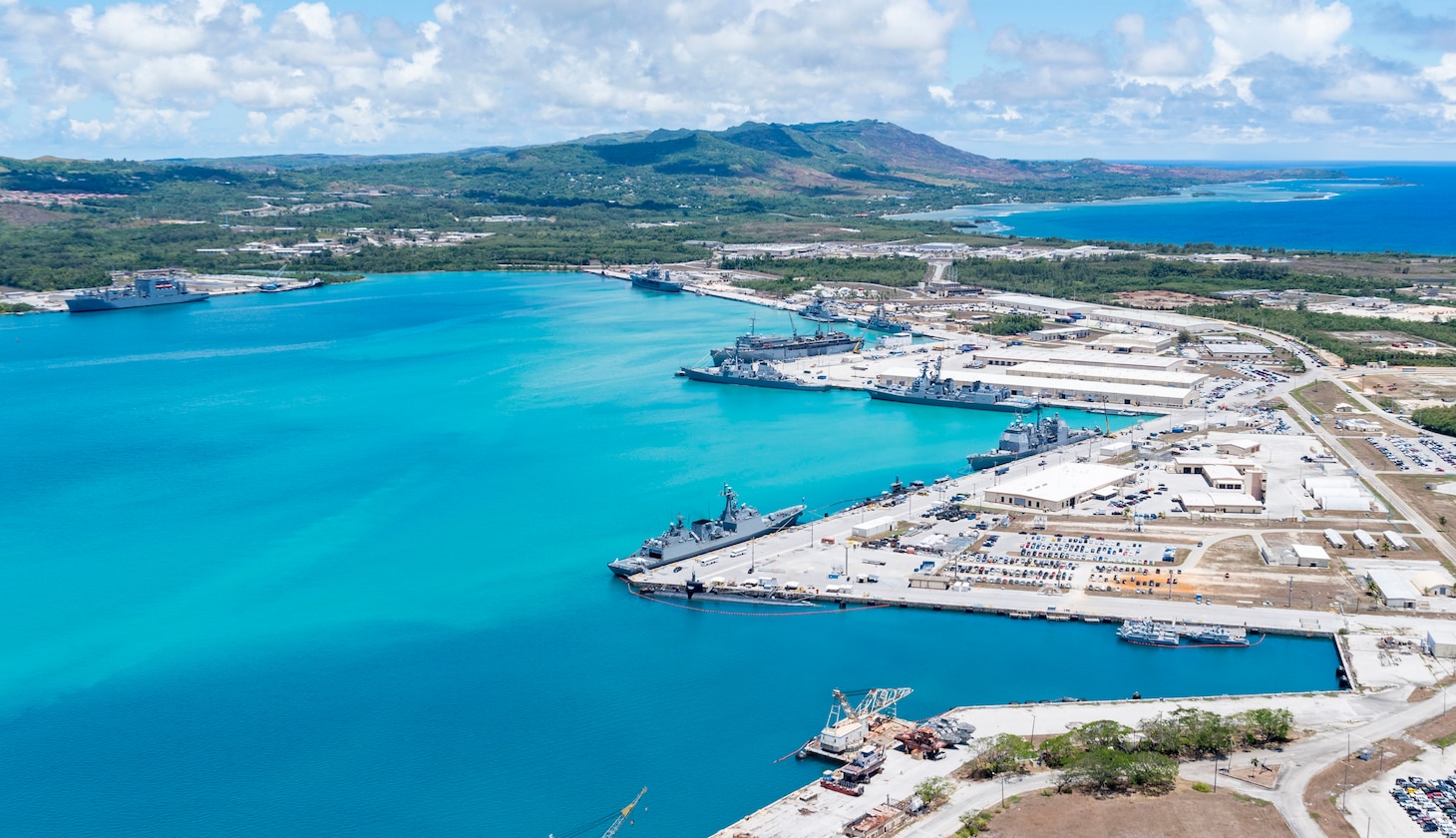 190522-N-LN093-1253

SANTA RITA, Guam (May 22, 2019) – An aerial view of U.S. Naval Base Guam shows U.S. Navy, Royal Australian Navy, Japan Maritime Self-Defense Force and the Republic of Korea Navy, vessels moored in Apra Harbor, in support of Pacific Vanguard (PACVAN), May 22. PACVAN is the first of its kind quadrilateral exercise between Australia, Japan, Republic of Korea, and U.S. Naval forces. Focused on improving the capabilities of participating countries to respond together to crisis and contingencies in the region, PACVAN prepares the participating maritime forces to operate as an integrated, capable, and potent allied force ready to respond to a complex maritime environment in the Indo-Pacific region.