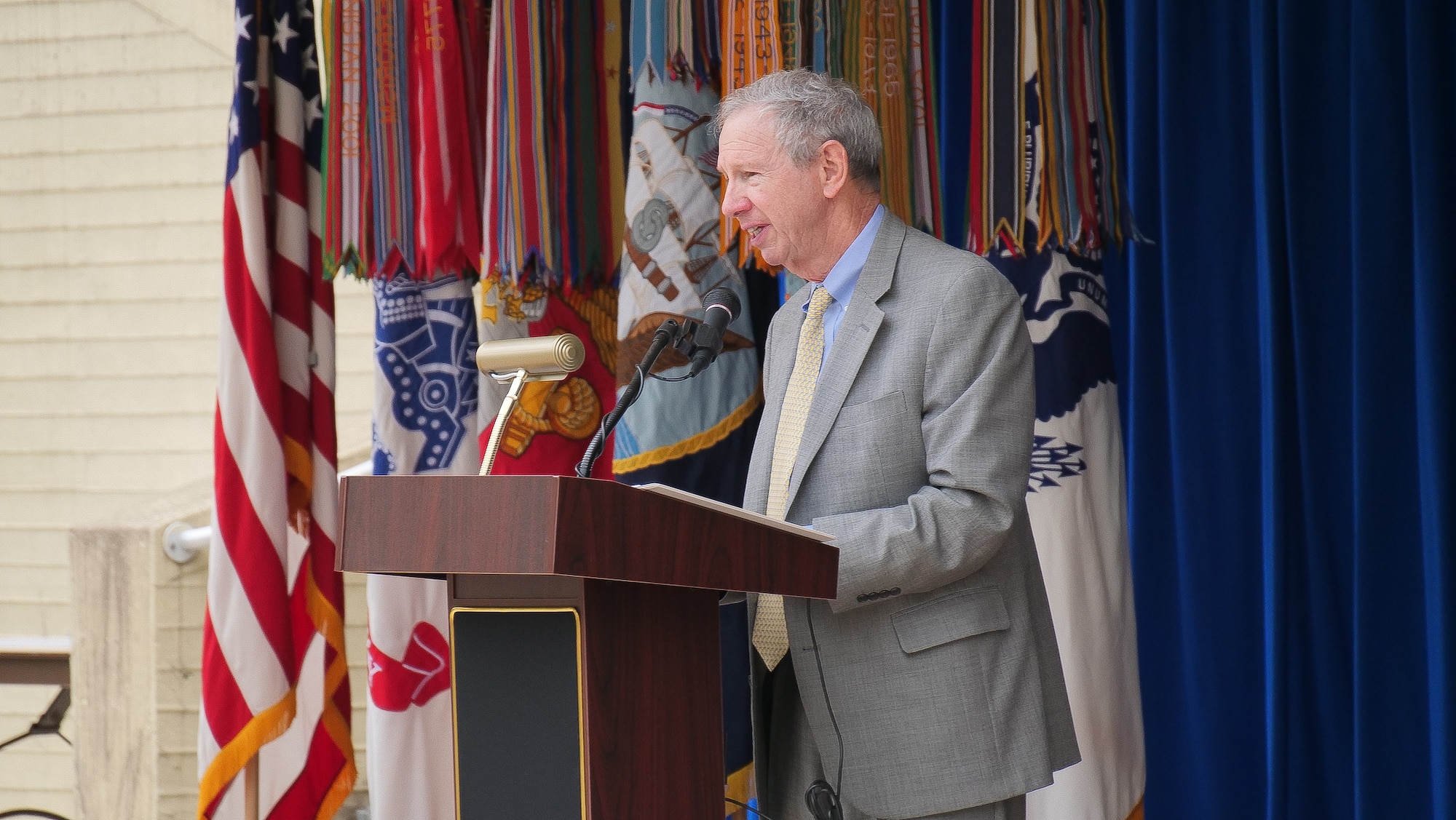 During opening remarks at DOD Lab Day April 25, 2019, , Dr. Michael Griffin, undersecretary of defense for research and engineering emphasized the purpose of the Defense Laboratory Enterprise, which includes defense laboratories, warfare centers and engineering centers.“We need to remember that our goal is always, ultimately, mission impact,” he said. “Our customer is the American warfighter.” (U.S. Air Force photo/Keith Lewis)