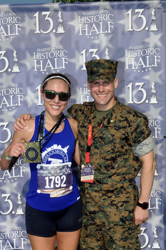 Fredericksburg, VA local and U.S. Marine Corps wife, Erica Brecher, 33, finished third with a time of 1:27:14.