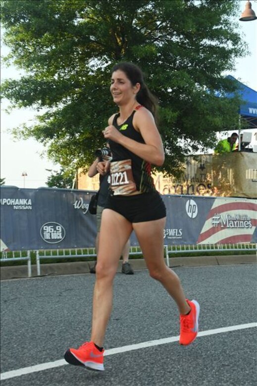 A husband and wife duo earned the top Semper 5ive finishes. Mark Hopely, 30, set a new Semper 5ive course record by two seconds with his top finish of 27:18. Emily Hopely, 32, was the top female finisher with a time of 34:30. The couple shared the awards stage celebrating a shared win in their hometown of Fredericksburg, VA.