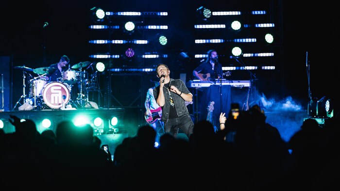 Scotty McCreery, country music artist, performs at the 16th annual We Salute You event on Marine Corps Air Ground Combat Center, Twentynine Palms, Calif., May 18, 2019. The event was hosted by Marine Corps Community Services to show appreciation for service members and their families at the Combat Center. (U.S. Marine Corps photo by Lance Cpl. Colton Brownlee)