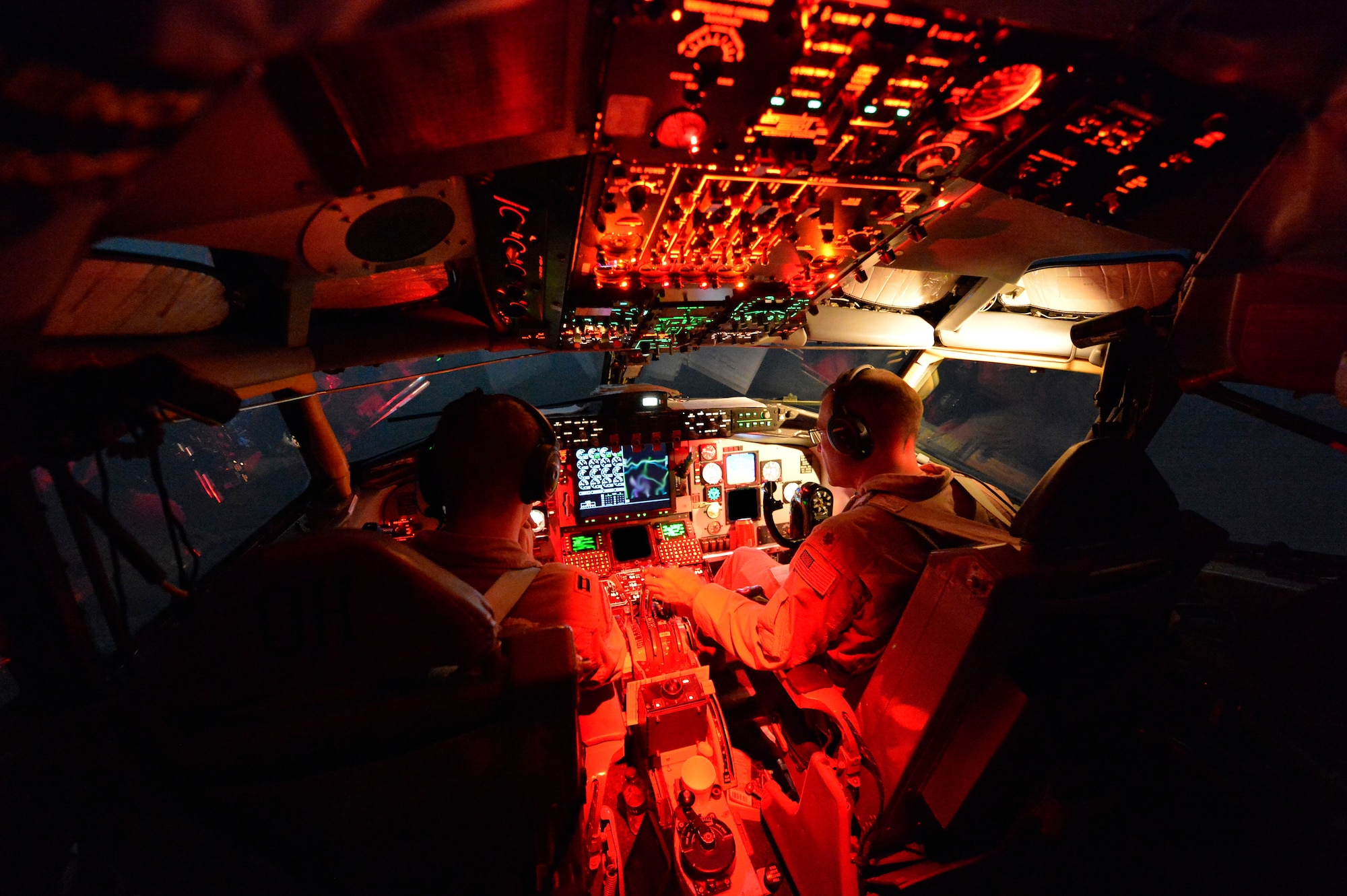 Airmen fly a KC-135 Stratotanker