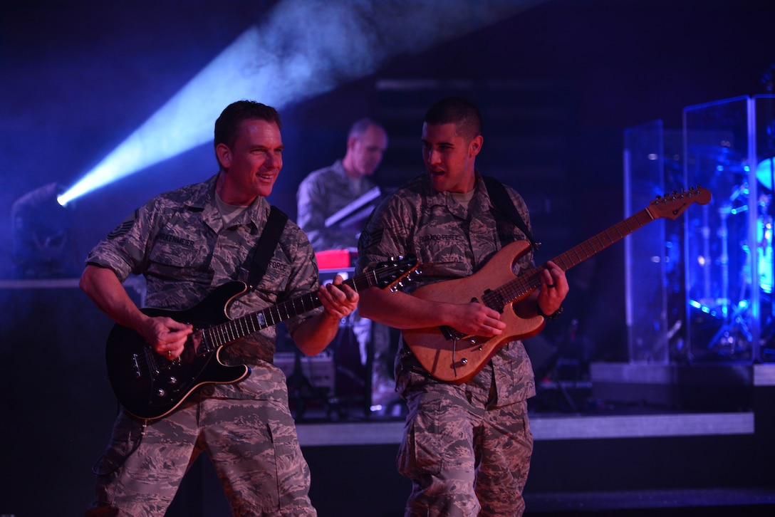 Members from the popular music ensemble, Raptor, are rehearsing for an upcoming USAF Heartland of America Band community relations' tour.