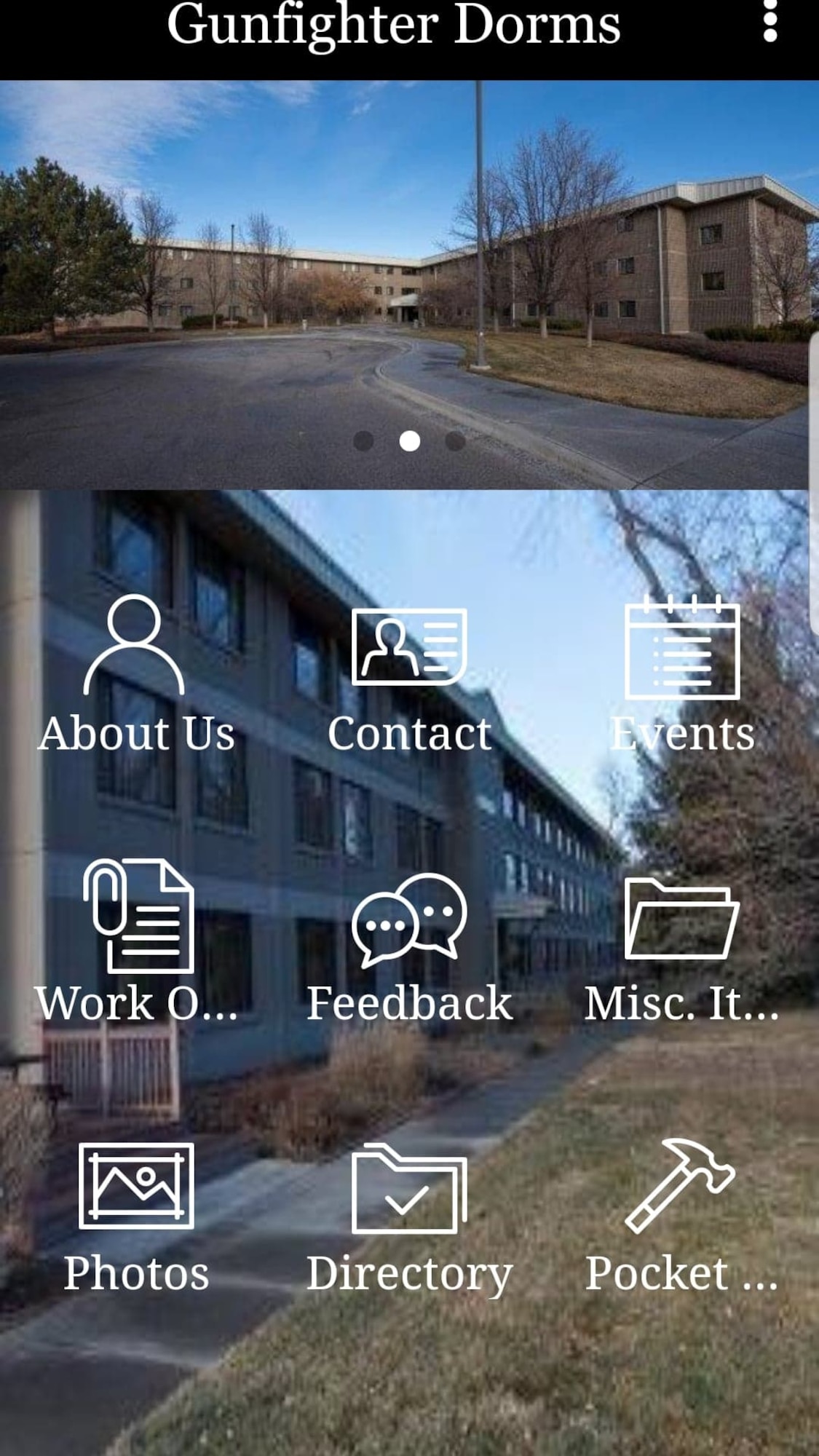 "Gunfighter Dorms" is a new app that caters to the needs of Airmen in the dorms at Mountain Home Air Force Base, Idaho. It provide readily available resources from submitting work orders remotely to looking up social events on its calendar. (Airman First Class Andrew Kobialka)